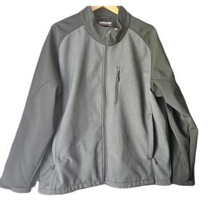 KIRKLAND SIGNATURE Jacket Sz XXL Men's Black Water-Resistant Soft Shell Zip UP